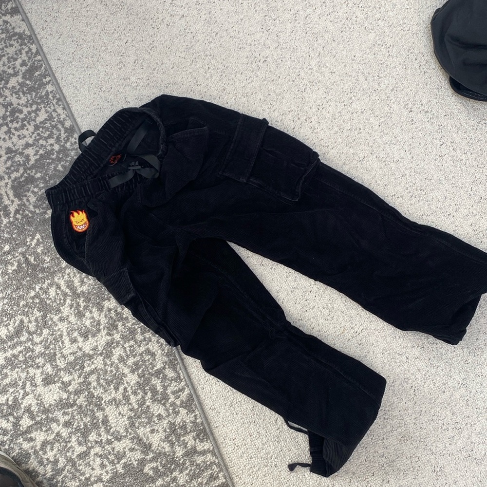 Spitfire Baggy Cargo Skate Pants In Black Chorduroy Size Medium - 33-33 Newish